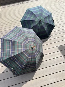 VTG Polo Ralph Lauren Blackwatch Tartan Plaid Blue Green Umbrella Hook Handle 2 - Picture 1 of 14