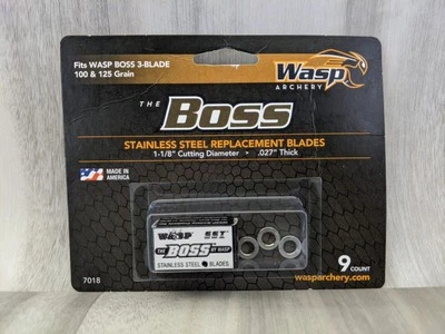9ct Wasp Archery Boss 3-Blade 100 & 125 Grain Stainless Steel Replacement Blades - Image 1 of 4