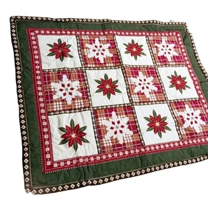 Colcha de Navidad Sears Roebuck Y2K 60" bordada flor de pascua  - Imagen 1 de 18