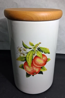 Tarro de galletas grande de 8,25" de alto Portmeirion Pomona bote de almacenamiento de frutas de melocotón Foto 1 de 4