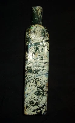 1804? to 1920? ZARA (ZADAR) DRIOLI MARASCHINO GREEN-GLASS WHITE-MARBLED BOTTLE - Image 1 of 4