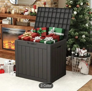 Scatola grande da esterno 35 galloni portaoggetti in resina resistente ai raggi UV e all'acqua organizer con serratura - Foto 1 di 13