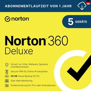Norton 360 Deluxe 2025 | 5 Geräte | 1 Jahr | Aktivierungscode per Email - Bild 1 von 7