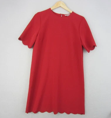 H&M Dress Womens Medium 12 Red Shift Shirt Sleeve Stretch Knee Length Retro - image 1 of 4
