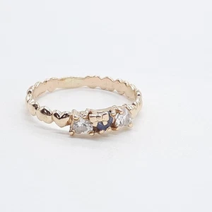 STAR JEWELRY Ribbon Ring K10 Gold Zirconia Accents Women's Pre-owned Auth - Picture 1 of 6