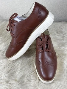 Oxford Cole Haan donna Grand City platform 8B pelle marrone classico chic - Foto 1 di 8
