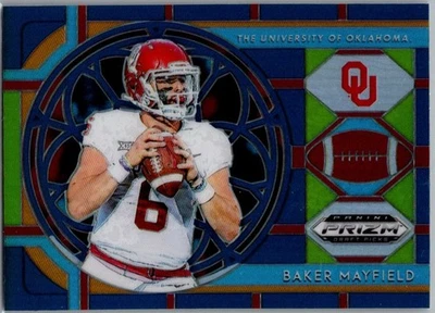 2019 Prizm Draft Stained Glass Baker Mayfield #22 Blue Prizm Oklahoma Sooners - Image 1 of 2