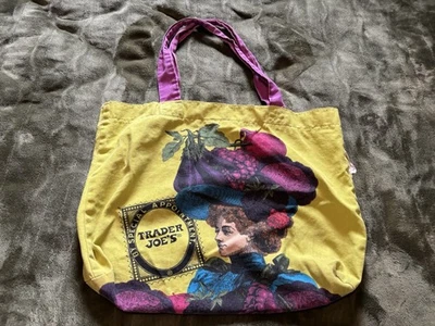 Bolso de Lona Reutilizable Vintage Trader Joes Fruta Dama Con Cita Especial Foto 1 de 4