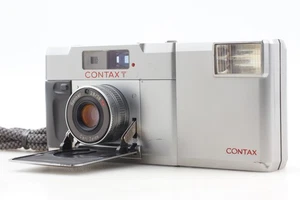 [Exc+5] Contax T Silver Film Camera w/ T14 Auto Flash From JAPAN - Picture 1 of 16