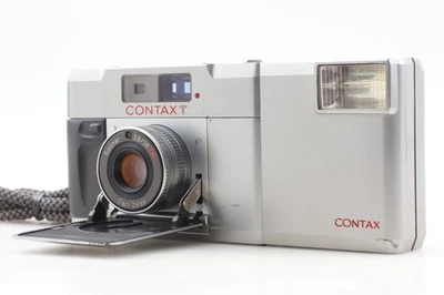 [Exc+5] Contax T Silver Film Camera w/ T14 Auto Flash From JAPAN - Image 1 of 4