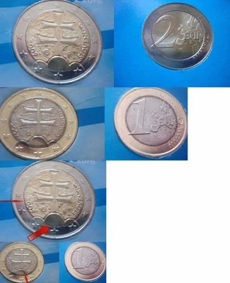 Set Euro Slovaquie 2009 2&1 euros fautés- 1 cent à 2 € - Photo 1/4