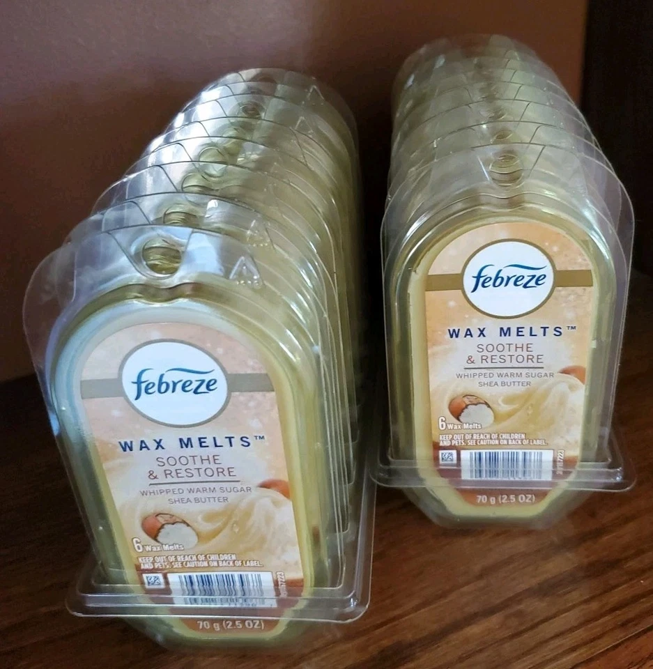 (6-Ct) Febreze Wax Melt Soothe & Restore Whipped Warm Sugar Shea Butter 2.5Oz