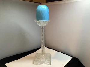 Blau satiniertes Glas Luftfalle Clarke Sockel 2 Stück Kerzenlampe Lichterkette - Bild 1 von 19