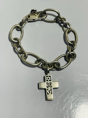 Barry Kieselstein Cord 2004 Multi Faith Cross Sterling Silver Chain Bracelet  - Image 1 of 4