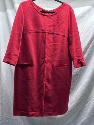 Vestido Tahari para mujer 16 rojo línea A LS elástico forrado cierre de cremallera bolsillos de imitación Foto 1 de 4