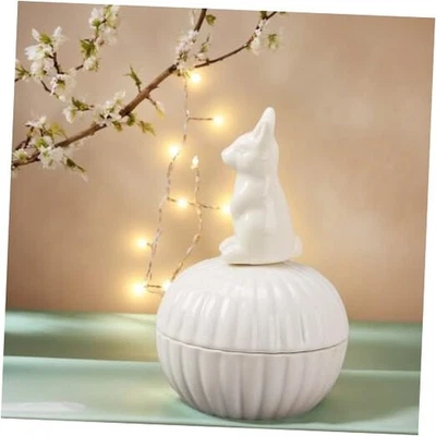  Joyero de cerámica soporte para anillo con estatua - Estatuas decorativas de animales conejo Foto 1 de 4