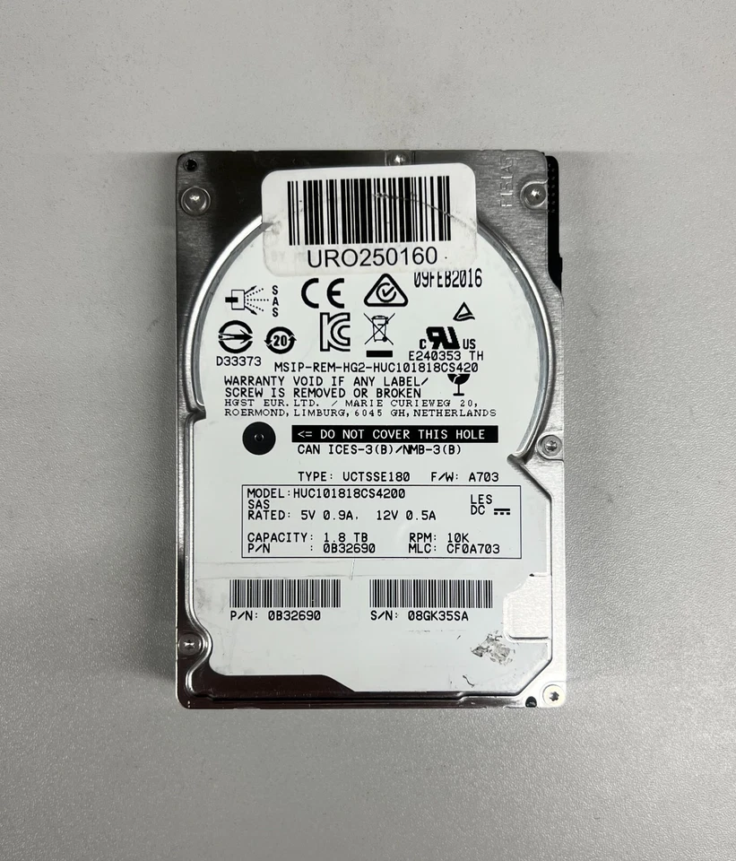 HUC101818CS4200 HGST 1.8TB 12G SAS 10K 2.5" SFF HDD HARD DRIVE 0B32690 - Image 1 of 1