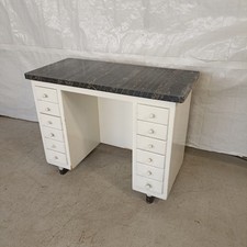 Dattilo Vintage anni 50 - Struttura Legno Laccato Bianco e Piano Marmo - Italia