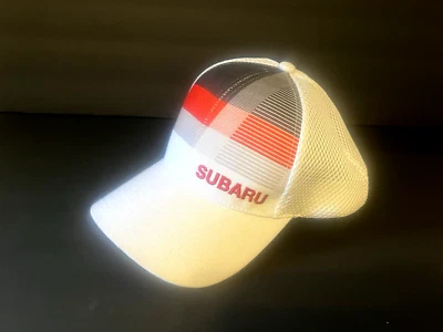 SUBARU Logo Cap Hat  White One Size Unisex  White Mesh Hook Loop Adjustable - Image 1 of 4