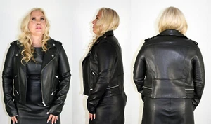 Brand New Maje Leather Biker Moto Jacket Size 42 Large 10 12 L - Picture 1 of 9