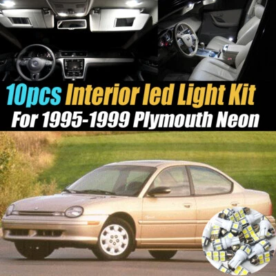Kit de bombillas LED súper blancas interiores de automóvil de 10 piezas para Plymouth Neon 1995-1999 Foto 1 de 4