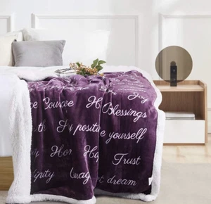 Rose Home Fashion **Words of Happiness** NEW Fuzzy Blanket; 50 in. x 60 in. - Picture 1 of 7