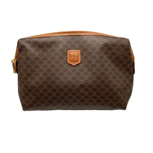 CELINE Macadam Blason Pattern Clutch Hand Bag PVC Leather Brown X03-0043 - Picture 1 of 14