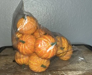 Primitive Small Orange Pumpkins Fall Harvest Bowl Filler/Vase 10 Stems 1.5” Tall - Picture 1 of 3