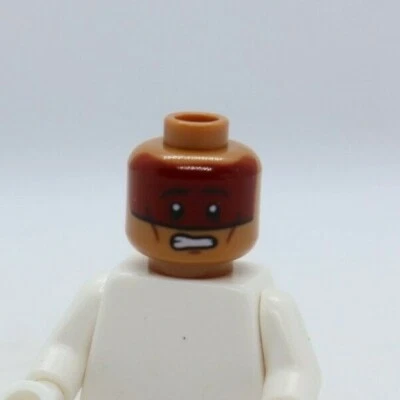HEAD - Dual Sided Dark Red Face Paint Red Knee Lone Ranger LEGO® Minifigure Part - Image 1 of 2