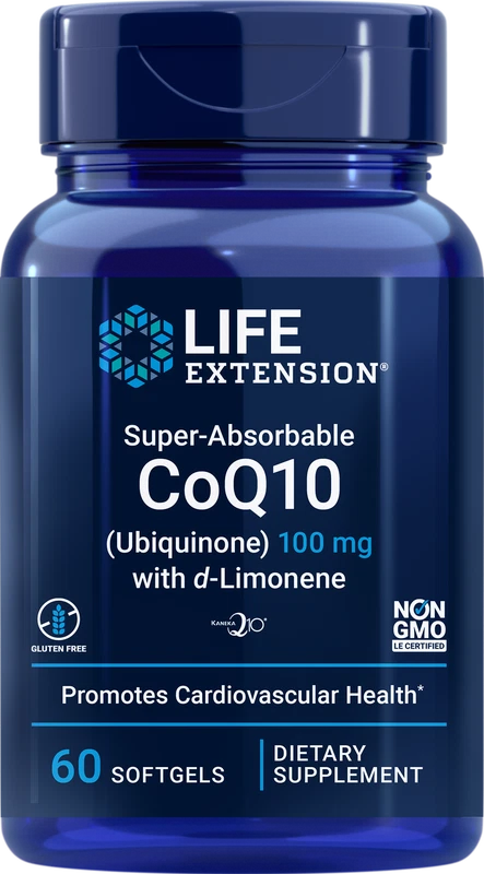 Life Extension Super-Absorbible Coq10 100 mg Kaneka Ubiquinona d-Limoneno 60 geles Foto 1 de 2
