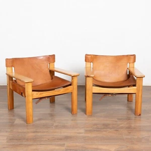 Mid Century Sling Back Leather Lounge Chair, Sweden - Picture 1 of 10