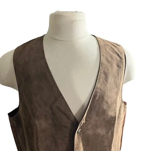 Northern Explorer Men Brown 100% Suede Leather 4 Button Waistcoat Vest Sz Large - Picture 1 of 13