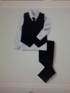 YuanLu 4 Piece Boys' Formal Suit Set with Vest Pants Dress Shirt Size 14 Black - Picture 1 of 10