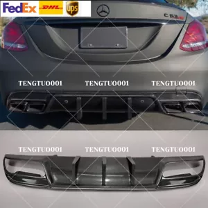 Alerón difusor parachoques trasero fibra carbono para Benz W205 C250 C300 C43 C63 15-20 - Imagen 1 de 3