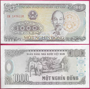 VIETNAM SOZIALIST 1000 DONG 1988 UNC PRÄFIX IK,HO CHI MINH UND (1890-1969)ELEP - Bild 1 von 1