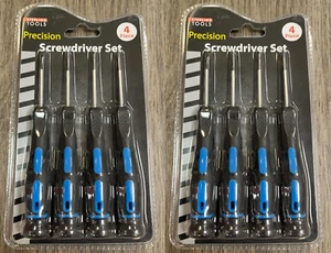 2 Pack Precision Screwdriver Set with Magnetic Tips 4piece Rubber textured grip - Picture 1 of 6