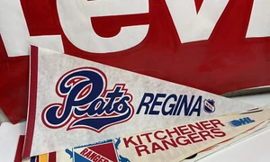 Vintage 80s Regina Pats WHL Hockey Full Size Pennant Rare - Picture 1 of 8