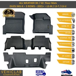 3D /5D TPE All Weather Floor Mats Liner for Isuzu MU-X MUX - 3 Rows- 2021 - 2025 - Picture 1 of 12