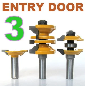 3 pc 1/2" Shank Ogee Entry & Interior Door Matched R&S Router Bit Set - Picture 1 of 10