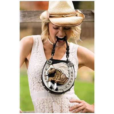 Mary Frances Mane Stay Embellish Horse Bag Beaded Handbag Black Silver Purse NEW - Image 1 of 4