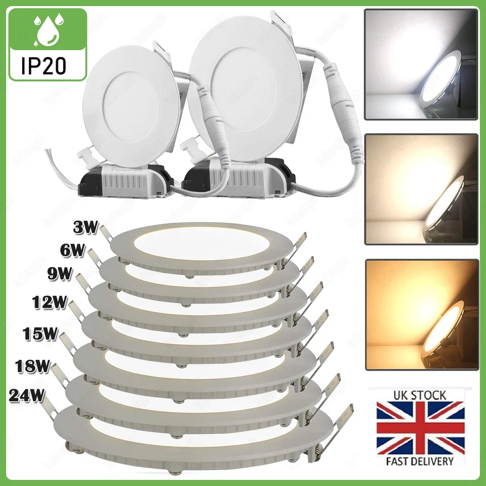 3W 6W 9W 12W 15W 18W 24W LED Recessed Ceiling Flat Panel Down Light Ultra slim - Image 1 of 4