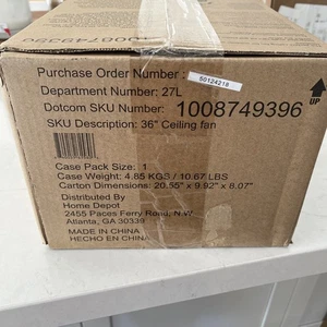 Hampton Bay Marlston 36" Indoor/Outdoor Matte White w/ White Blades Ceiling Fan - Picture 1 of 4