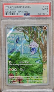 2024 POKEMON SCR EN-STELLAR CROWN ILLUSTRATION RARE #153 MEDITITE PSA 9 - Picture 1 of 2