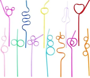24 Pcs Crazy Straws, Reusable Plastic Loop Curly Fun Straws for Classroom Activi - Picture 1 of 6