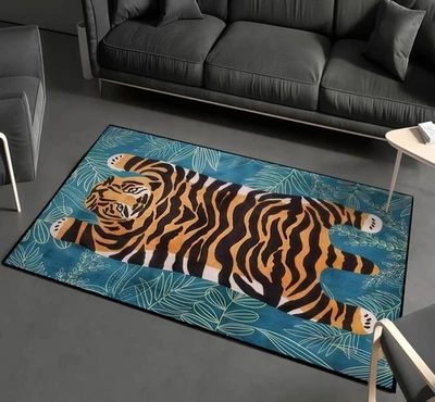 Tapete de área 3,3x5 tapete lavável abstrato padrão tigre antiderrapante borracha apoio pr... - Imagem 1 de 4