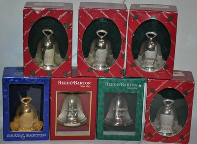 Lot Set 7 REED & BARTON Silverplate Annual Christmas Bells 1996-2000 & 2006-2007 - Image 1 of 4