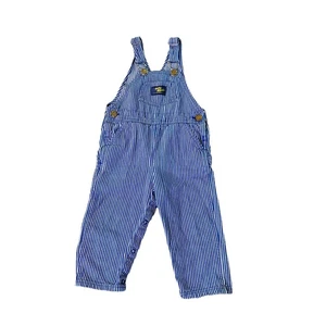 Mono con tirantes a rayas ferroviario OshKosh B’Gosh bebé 24M broches de presión para piernas ingeniero LEER de colección - Imagen 1 de 17