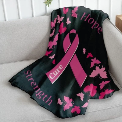 Manta súper suave con soporte para cáncer de mama cinta rosa (negro) - 50x60 Th... Foto 1 de 4