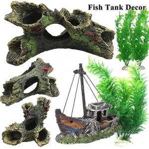 Aquarium Hollow Log Decor Multifunction Resin Fish Hiding Cave Non-Toxic Aquariu - Picture 1 of 26