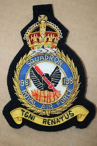 ROYAL AIR FORCE 198 ESCUADRÓN BLAZER INSIGNIA BULLION RAF 198o - Imagen 1 de 1